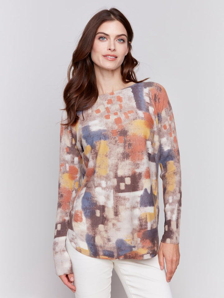 Charlie B Printed Plush Knit Sweater