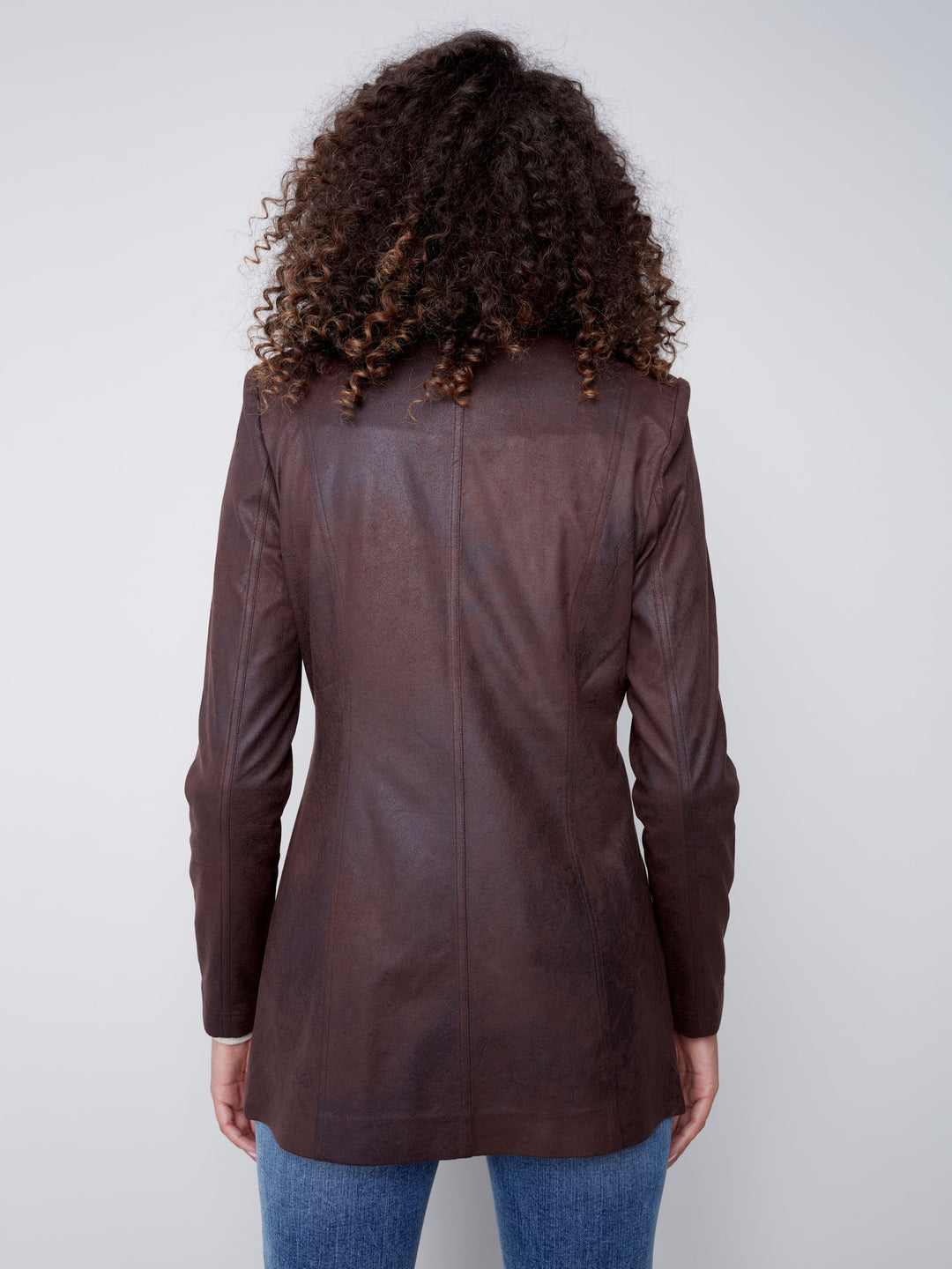 Charlie B Long Faux Suede Jacket With Zipper