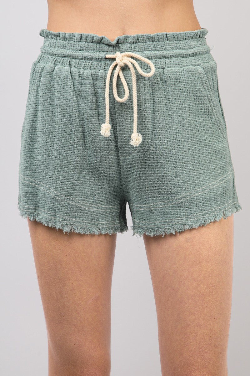 Very J High Waisted Trayed Hem Shorts