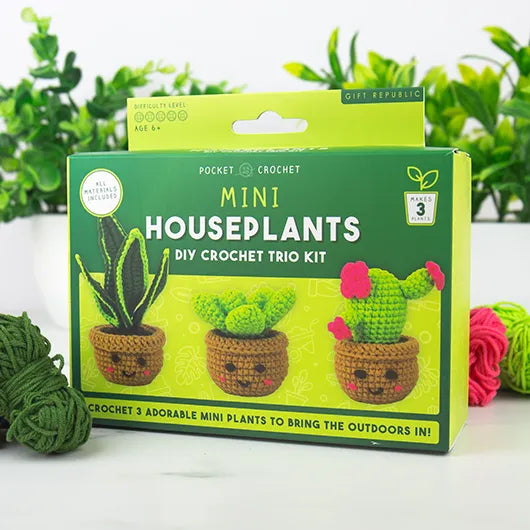 Gift Republic Mini Houseplant DIY Crochet Trio Kit