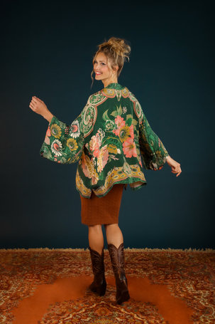 Powder Folk Art Floral Kimono Jacket