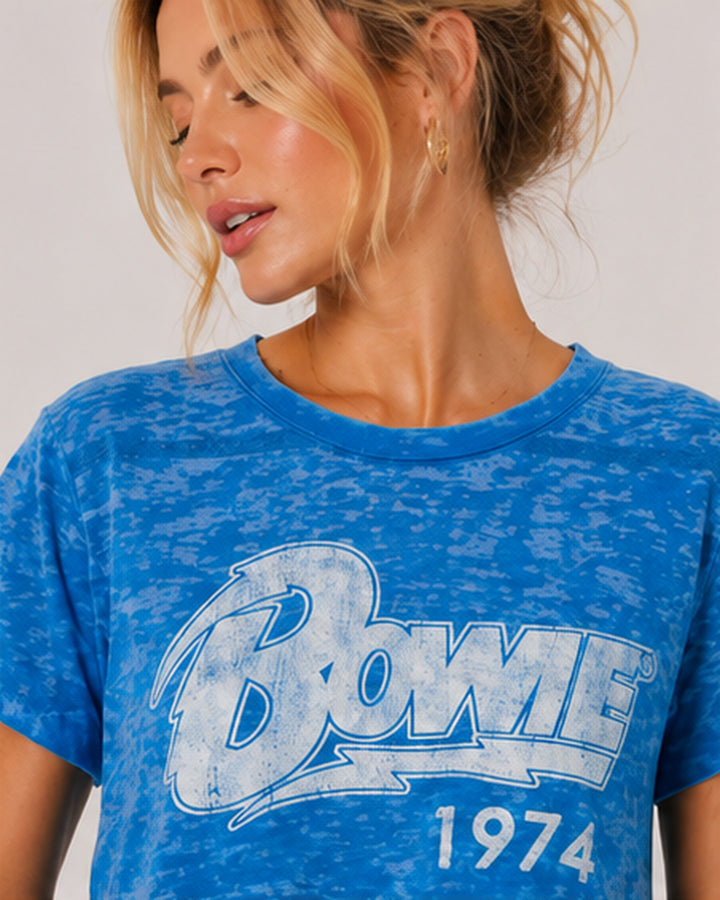 Prince Peter Bowie 74 Burnout Distressed Short Sleeve Crop