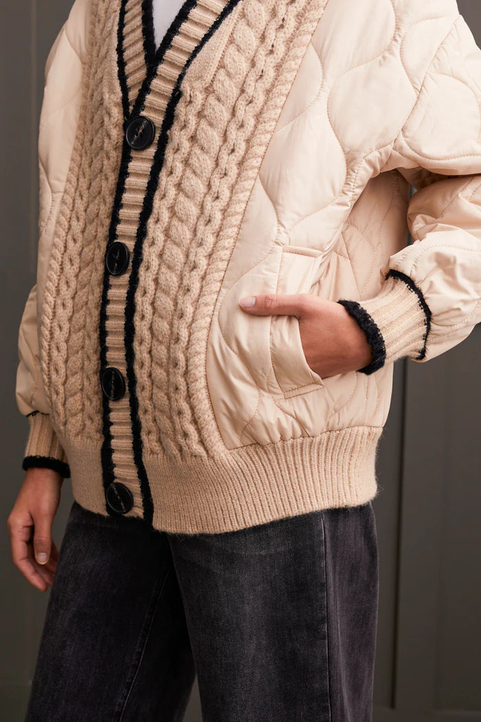 Tribal Quilted Cardigan With  Sweater Detail