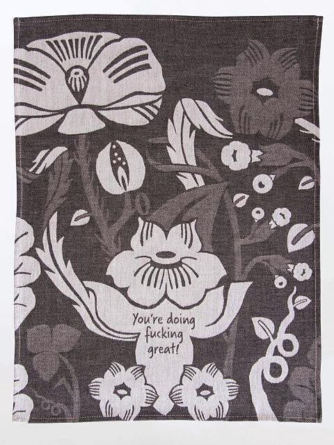 Blue Q Doing Fucking Great gewebtes Geschirrtuch