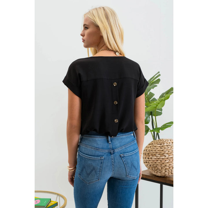 Mine Split Neck Back Buttoned Top