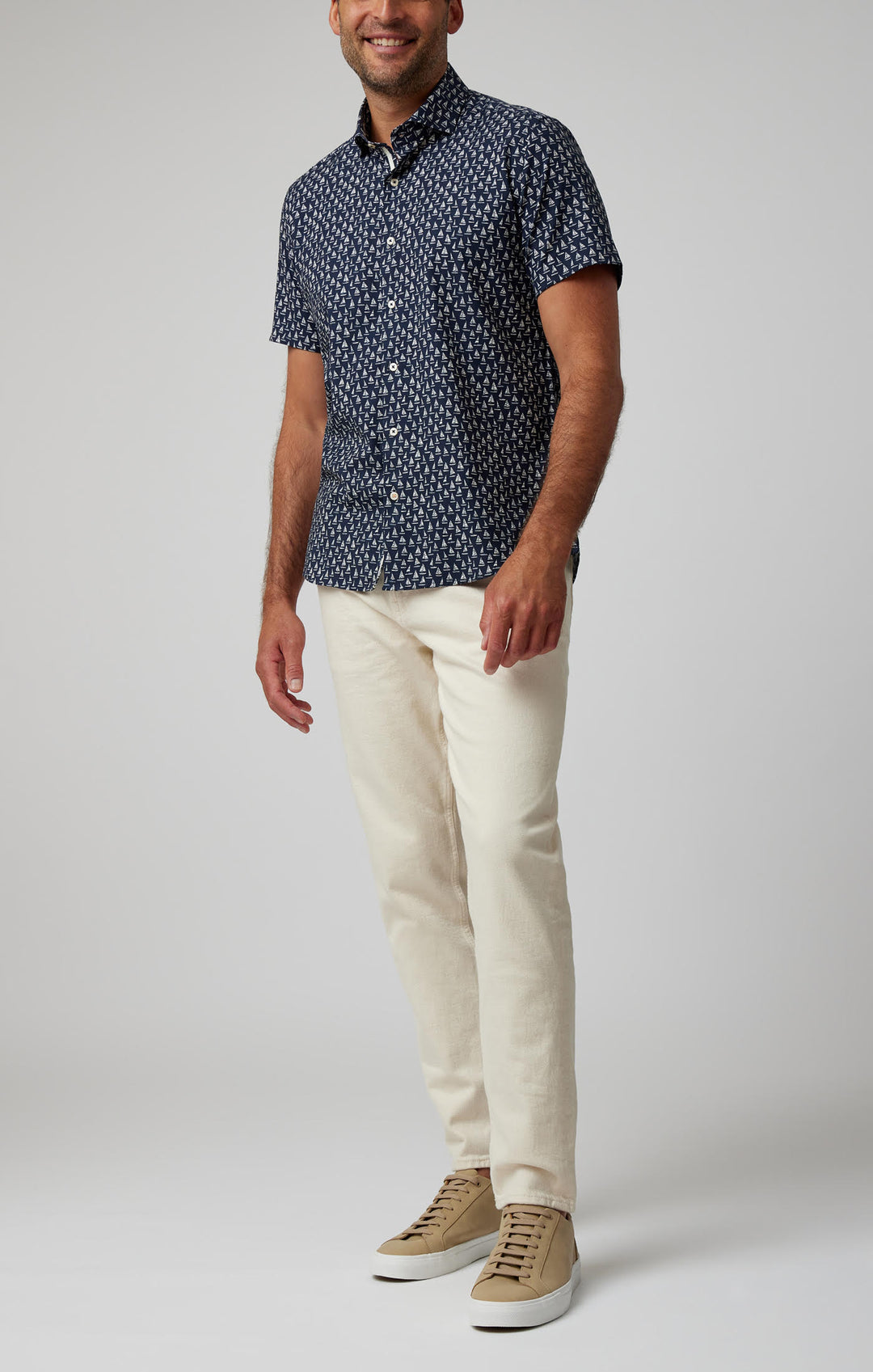 Stone Rose Sailboats Short Sleeve Woven Shirt