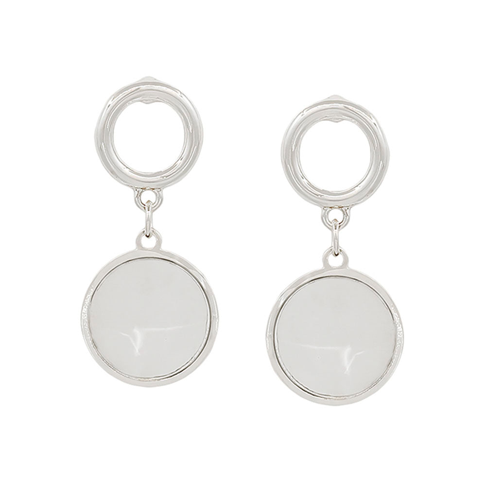 Joia Round Metal Post Mop Drop Earrings