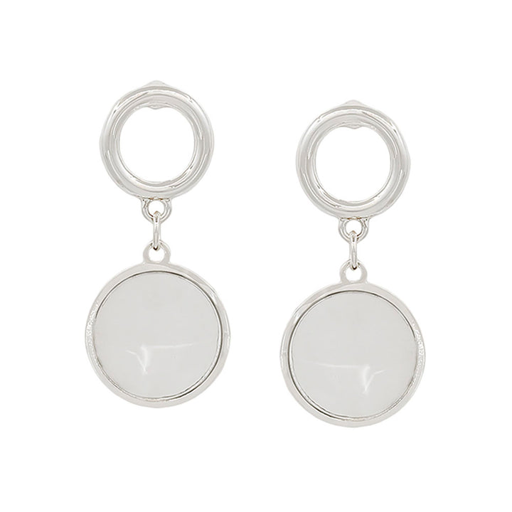 Joia Round Metal Post Mop Drop Earrings
