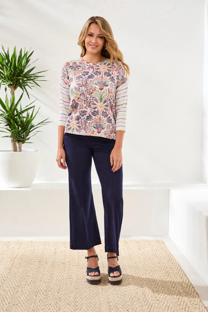 Tribal 3/4 Sleeve Crew Neck Top