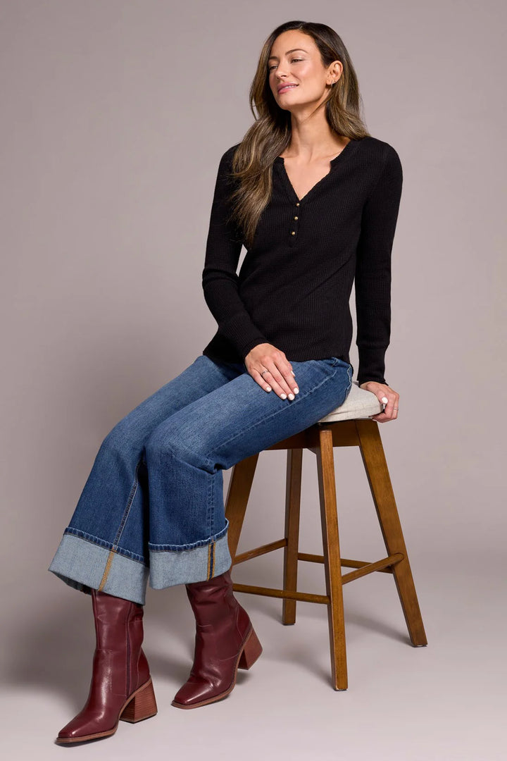 Tribal  Brushed Waffle Knit Long Sleeve Top