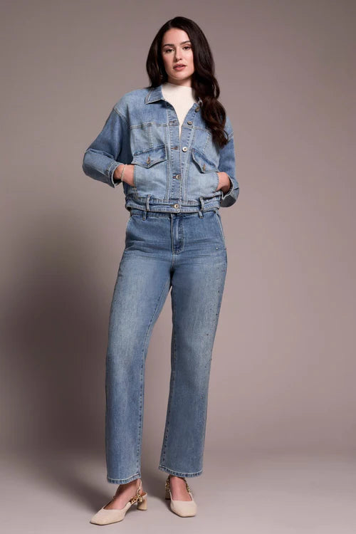 Tribal Classic Jean Jacket with Drop Shoulder Sweater Friendly Sleeves
