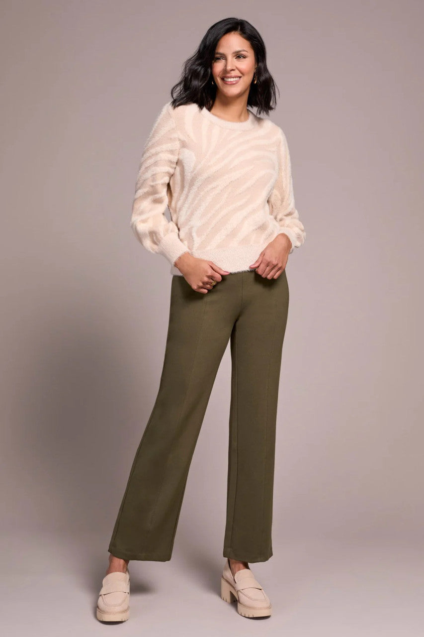 Tribal Double Knit Eyelash Yarn with Puff Sleeve Sweater