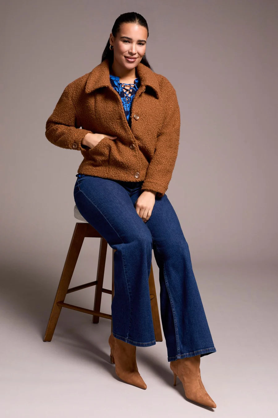 Tribal Button Front Boucle Jacket