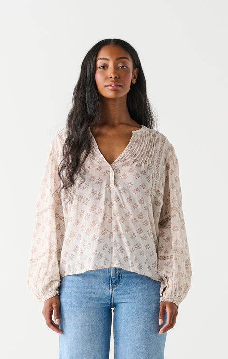 Dex Printed Puff Sleeve Top