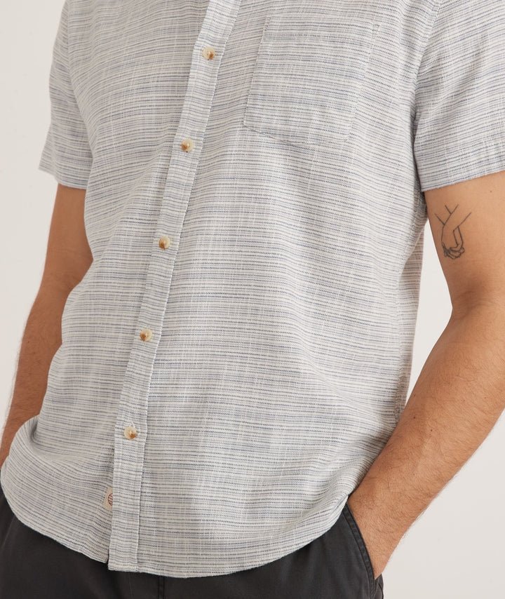 Marine Layer Short Sleeve Stretch Selvage Stripe Shirt