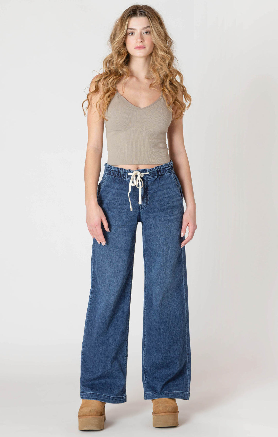 Room 34 Wide Leg Knit Denim Jean