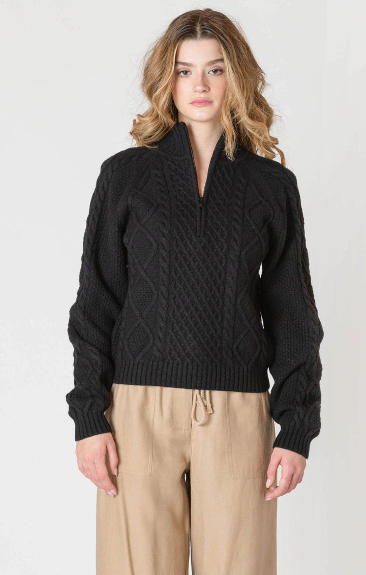 Room 34 Half-Zip Cable Knit Sweater
