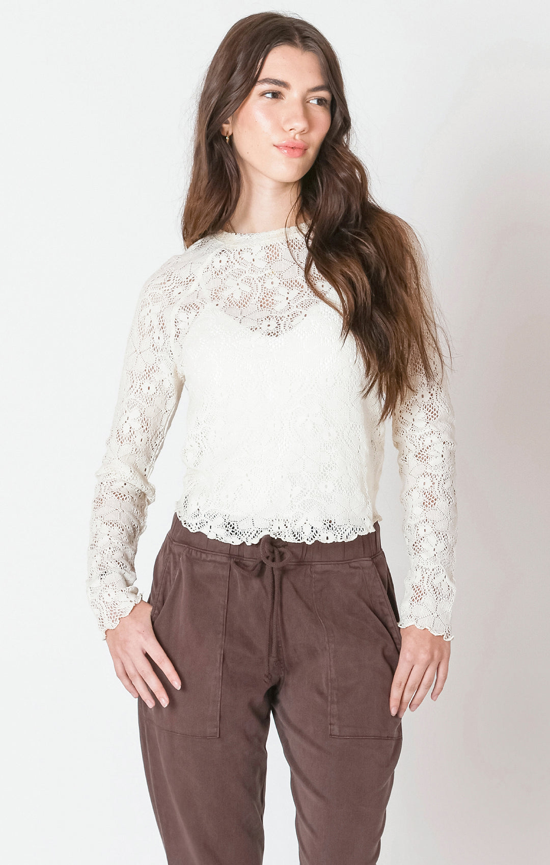 Dex Exposed Seam Lace Top