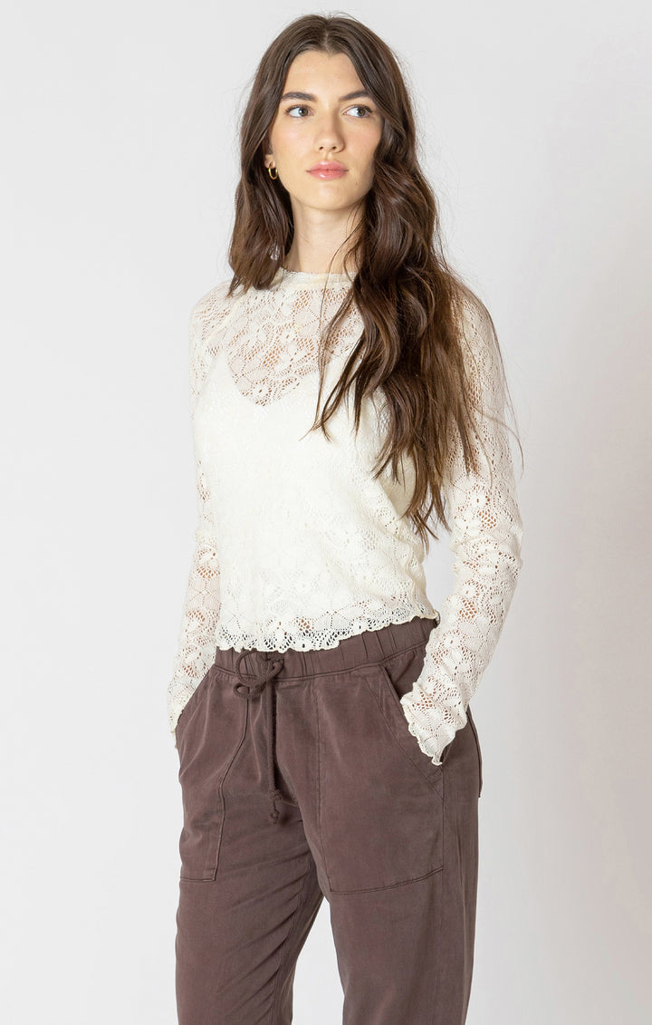 Dex Exposed Seam Lace Top