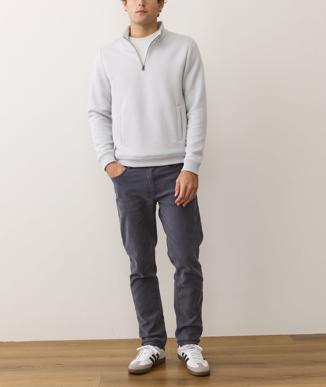 Marine Layer Corbet Quilted Quarter Zip Sweatshirt