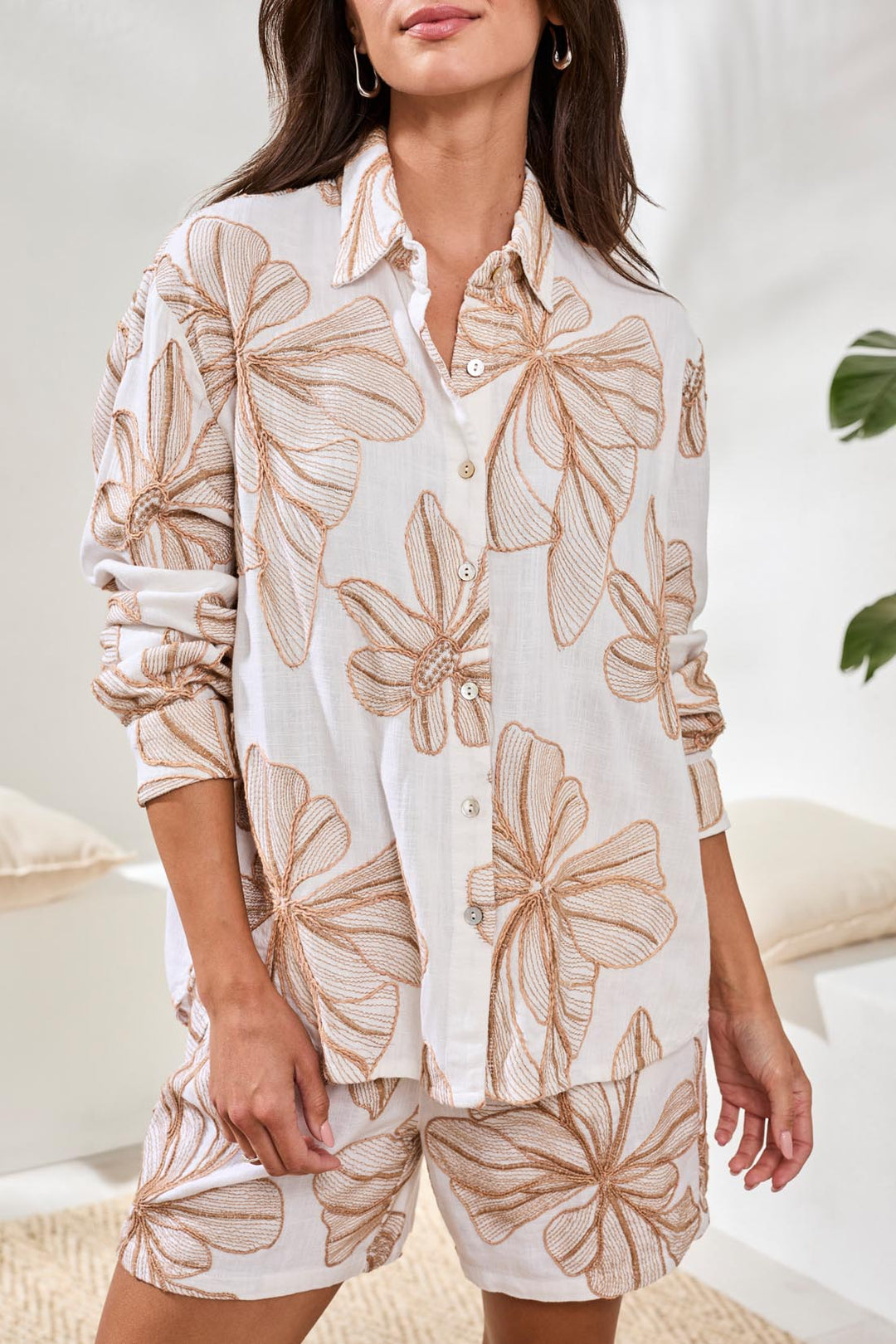 Tribal Button Front Patterned Blouse