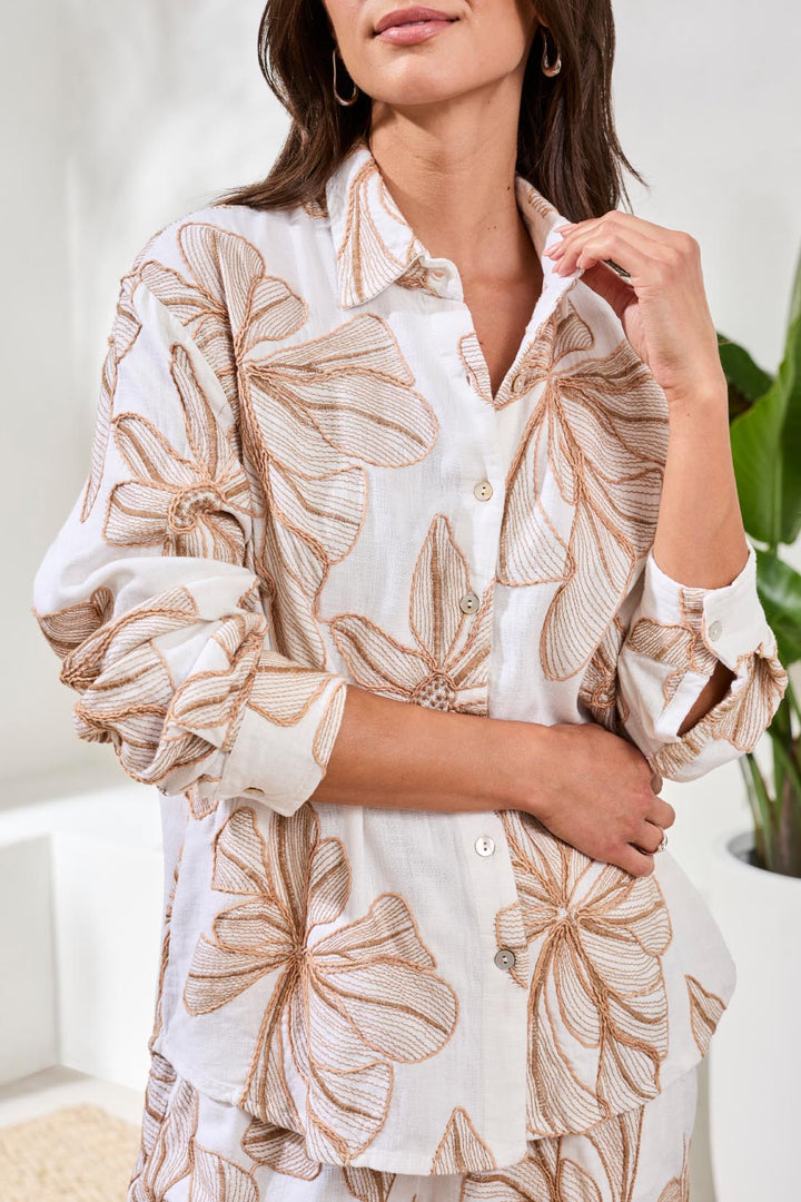 Tribal Button Front Patterned Blouse