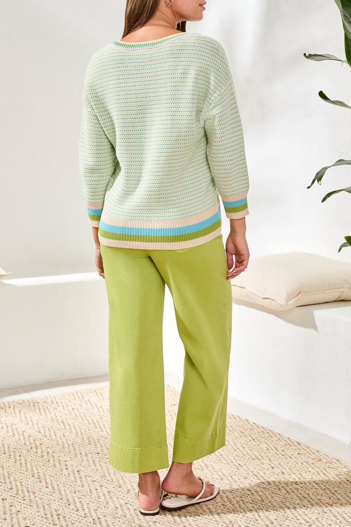Tribal 3/4 Sleeve Scoop Neck Sweater