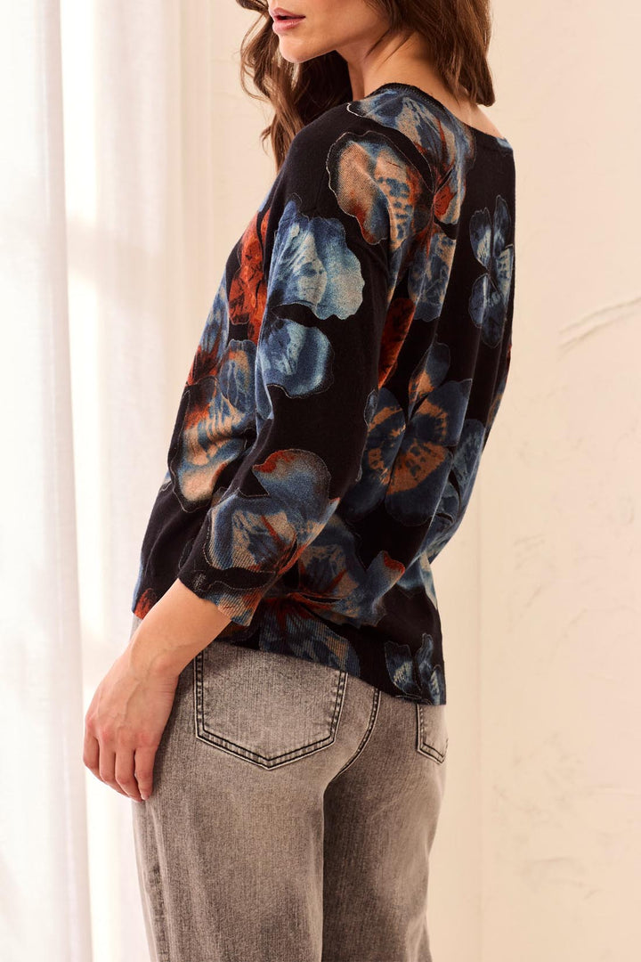 Tribal Three Quarter Sleeve Crewneck Sweater-Maple