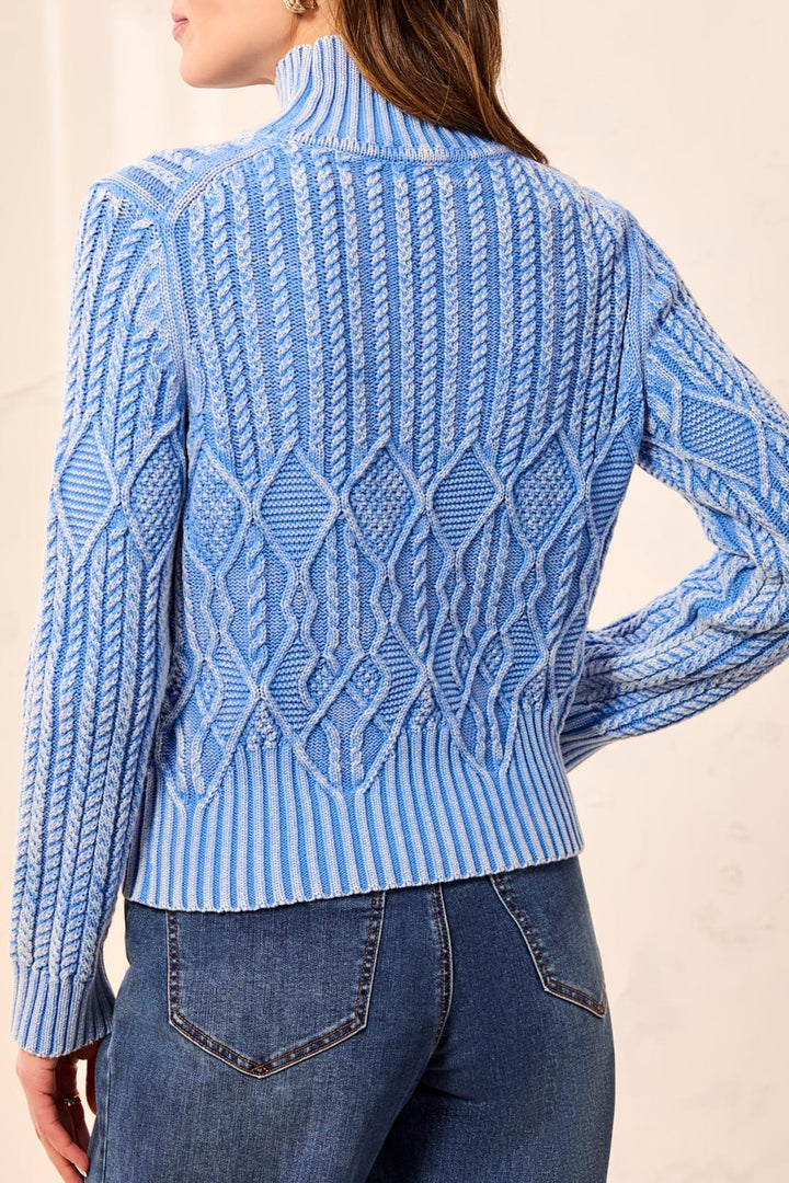 Tribal Mock Neck Sweater -Blue Aura