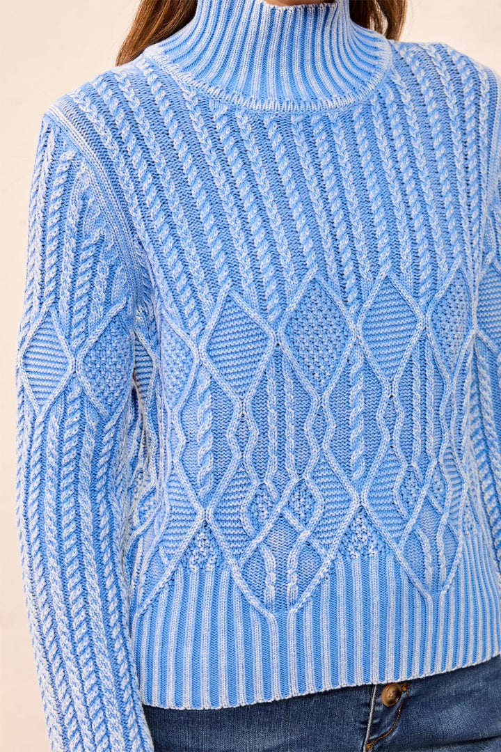 Tribal Mock Neck Sweater -Blue Aura