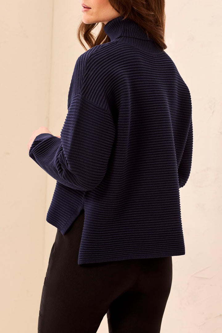 Tribal Turtle Neck Sweater with Side Slits-Nightfall