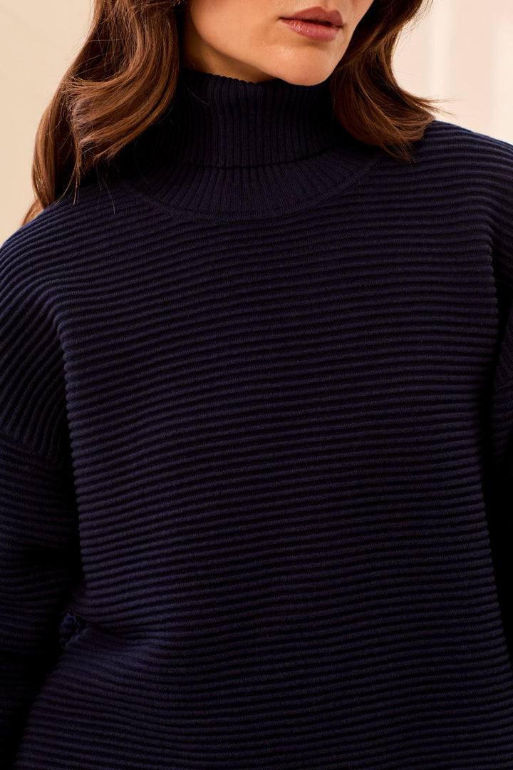 Tribal Turtle Neck Sweater with Side Slits-Nightfall