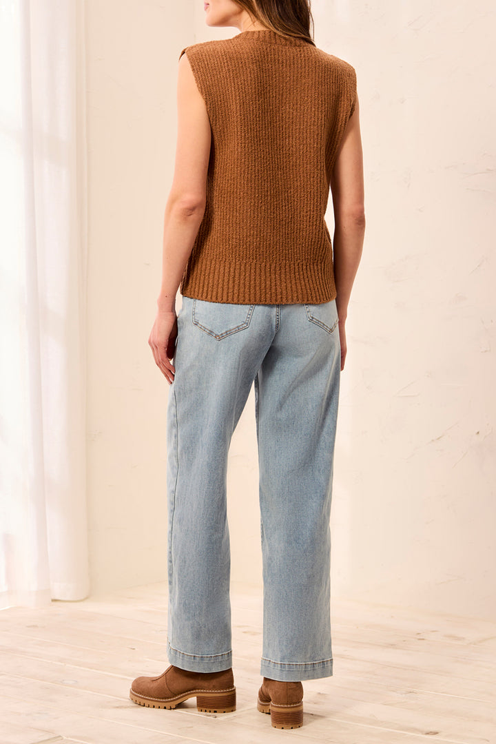 Tribal Split Crew Neck Sweater Vest-Hazelwood