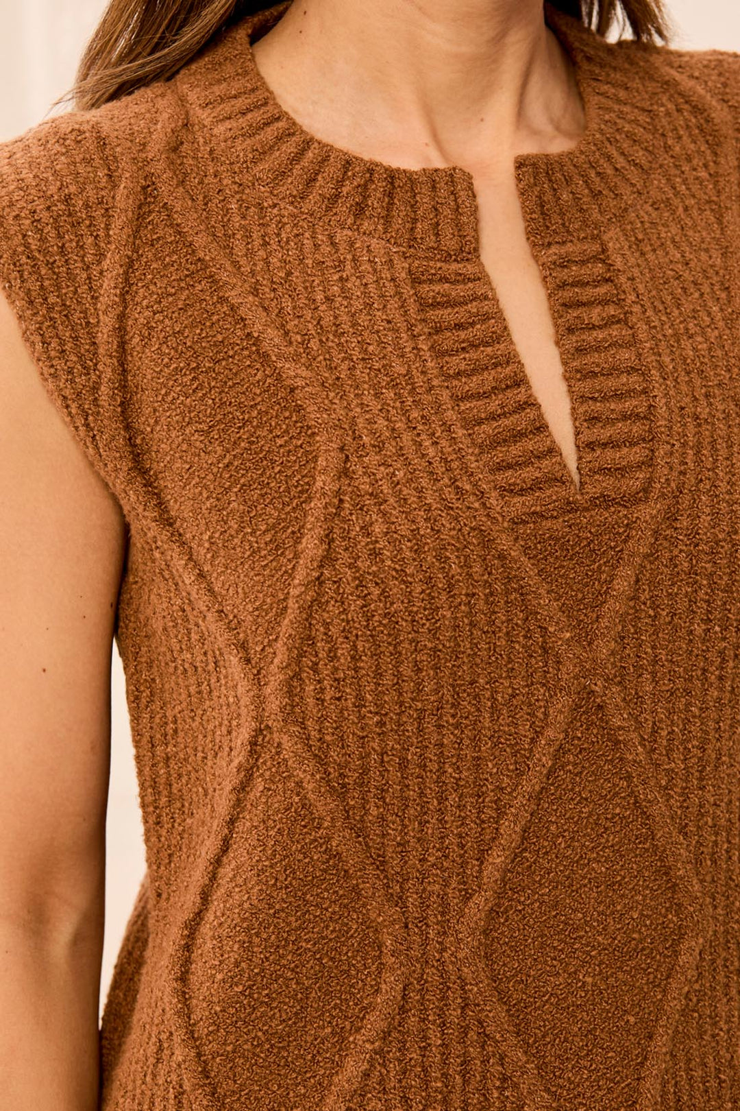 Tribal Split Crew Neck Sweater Vest-Hazelwood