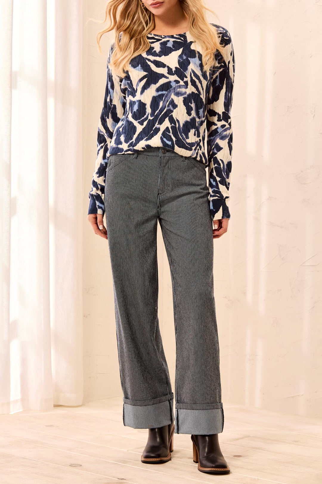 Tribal Fly Front Ankle Pant Jeans with Wide Cuff