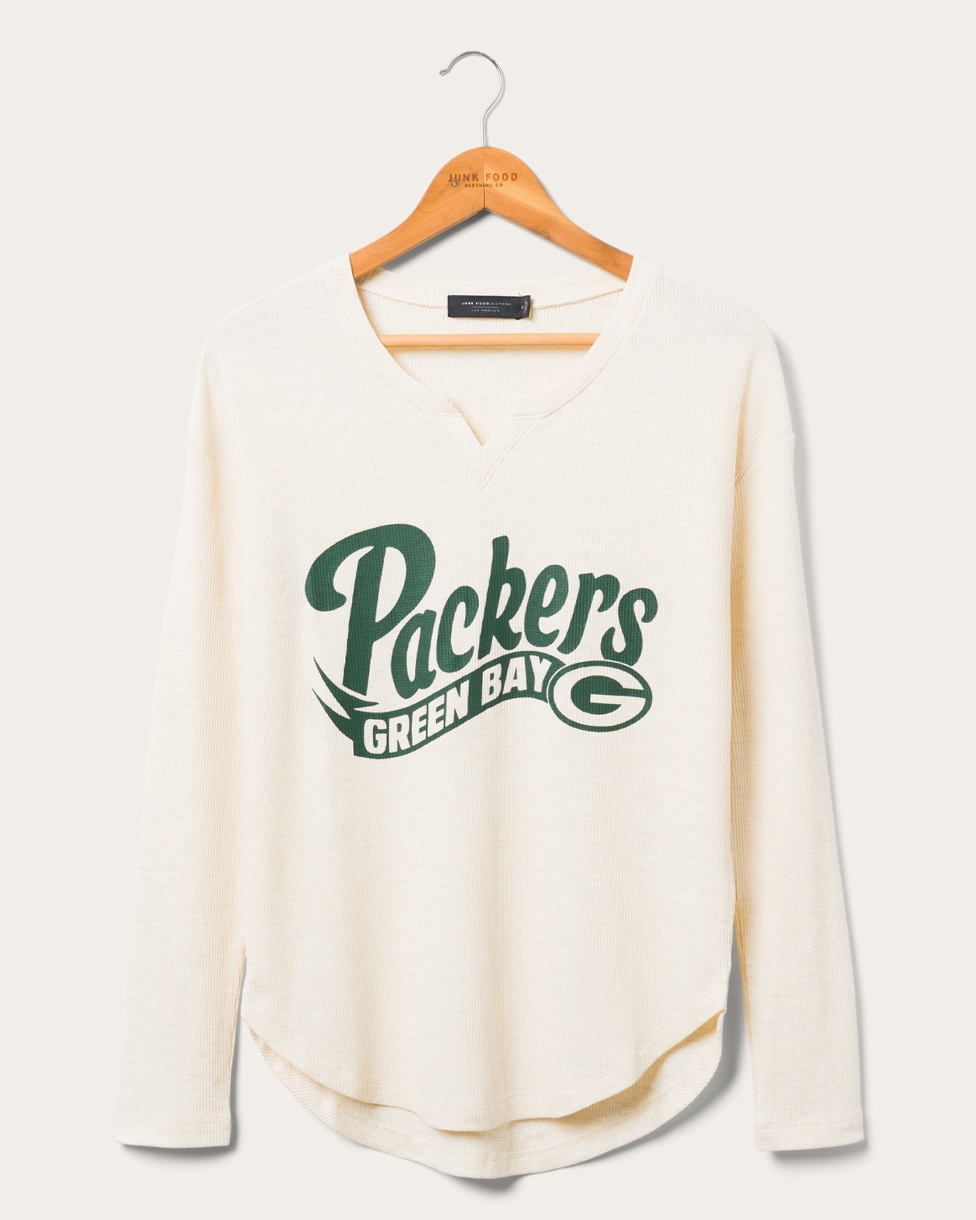 Green Bay Packers Junk Food Women's Plus Size Raglan 3/4-Sleeve T-Shirt -  White/Green