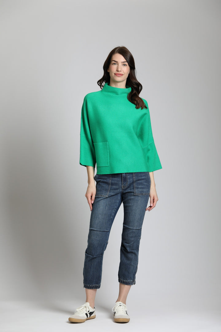 APNY Funnel Neck Sweater With Patch Pocket