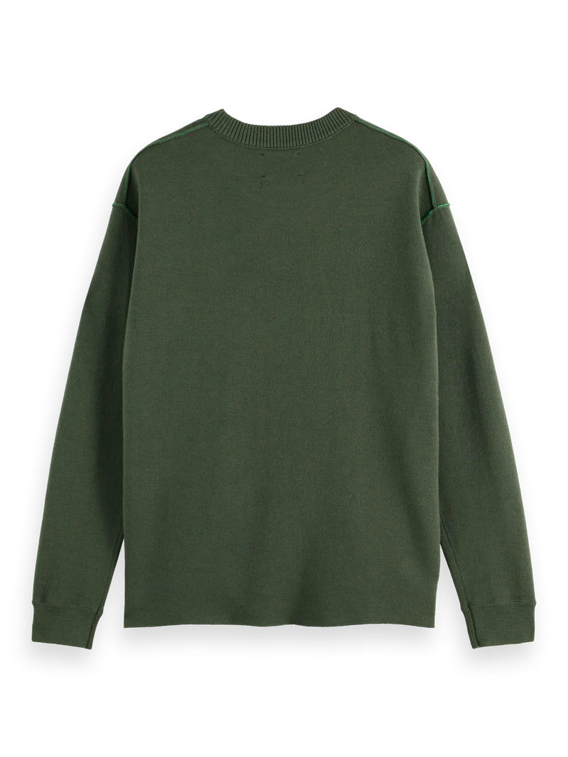 Scotch & Soda Merino Double Face Dropped Shoulder Crewneck