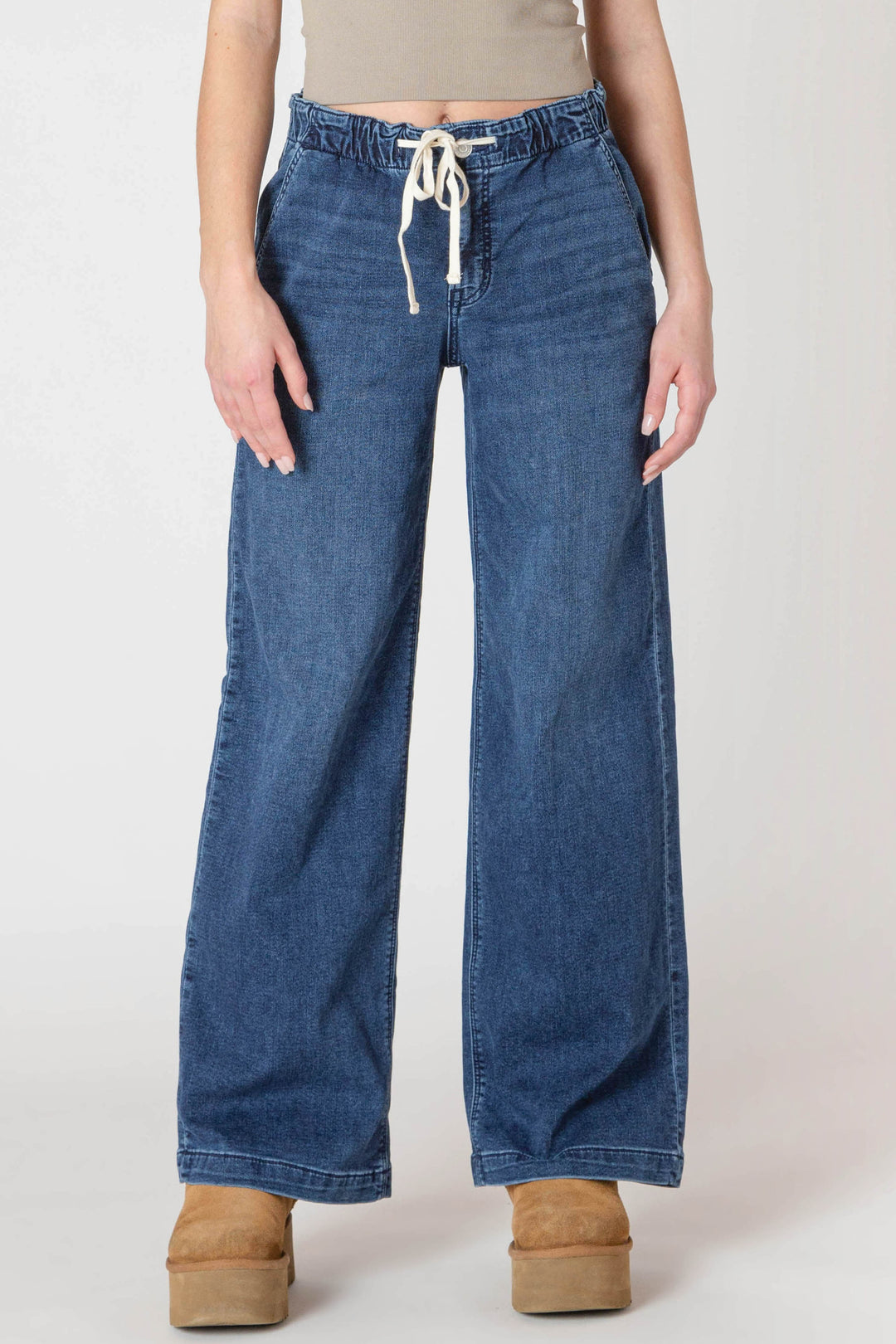 Room 34 Wide Leg Knit Denim Jean