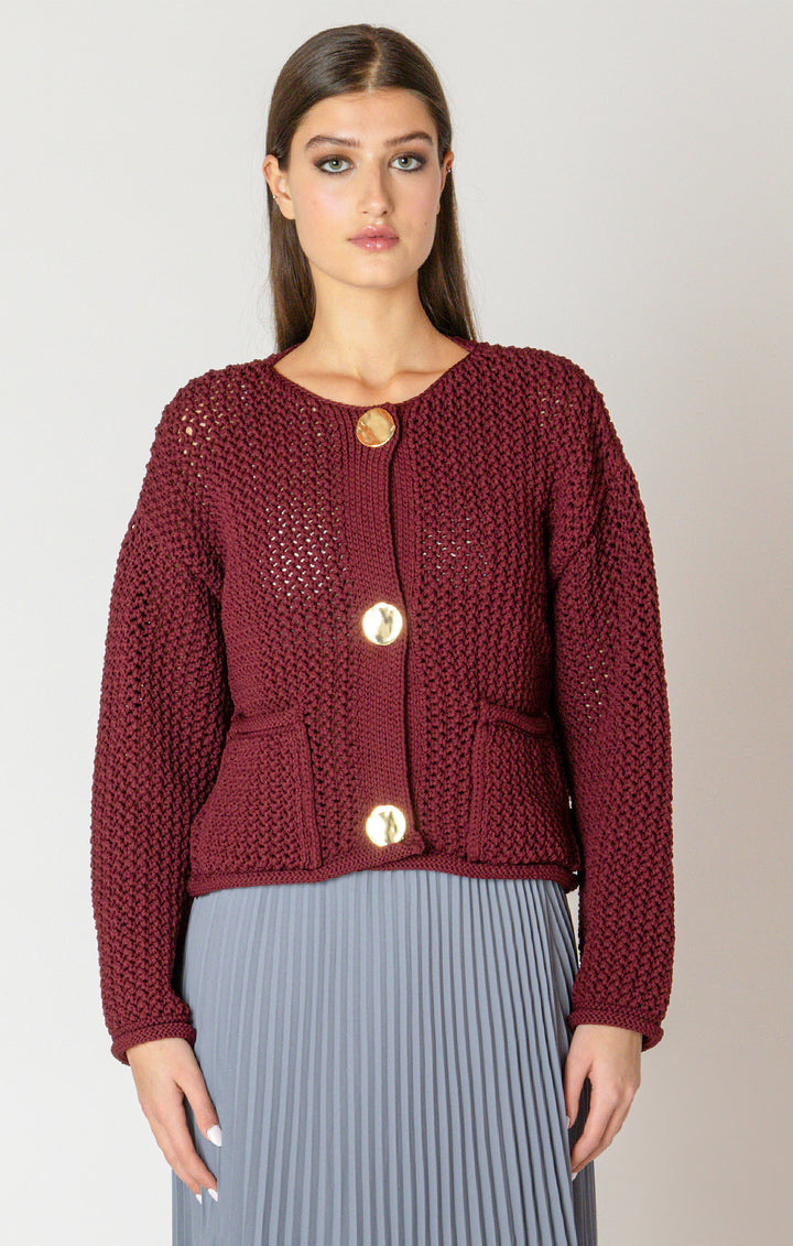 Black Tape Chunky Knit Cardigan