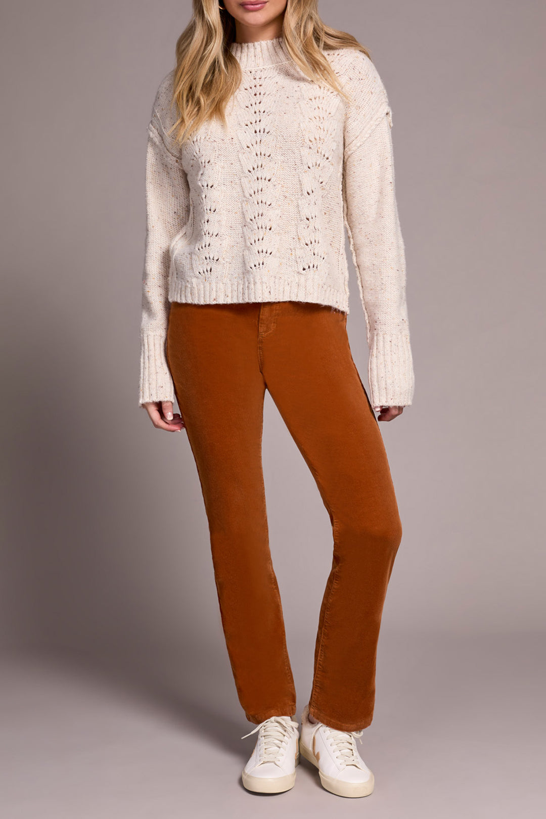 Tribal Crew Neck Sweater with Puff Sleeves