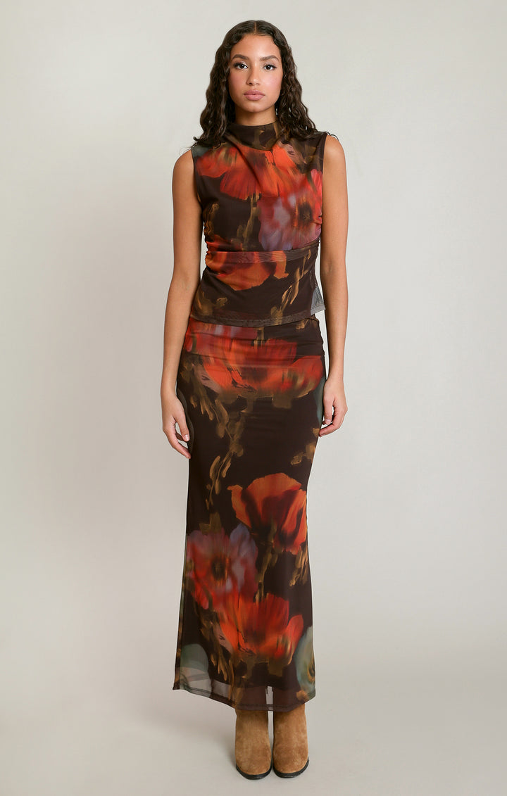 Dex Mesh Floral Top