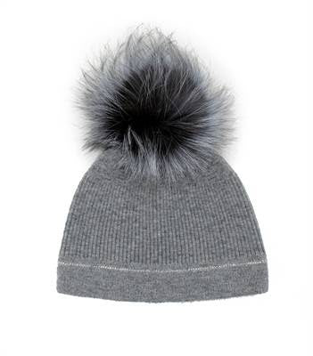 Mitchie's Matchings Beanie With Crystal Line and Fox Pom