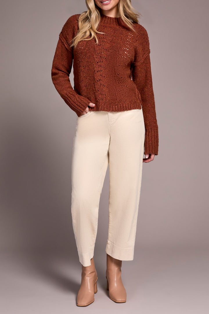 Tribal Crew Neck Sweater with Puff Sleeves