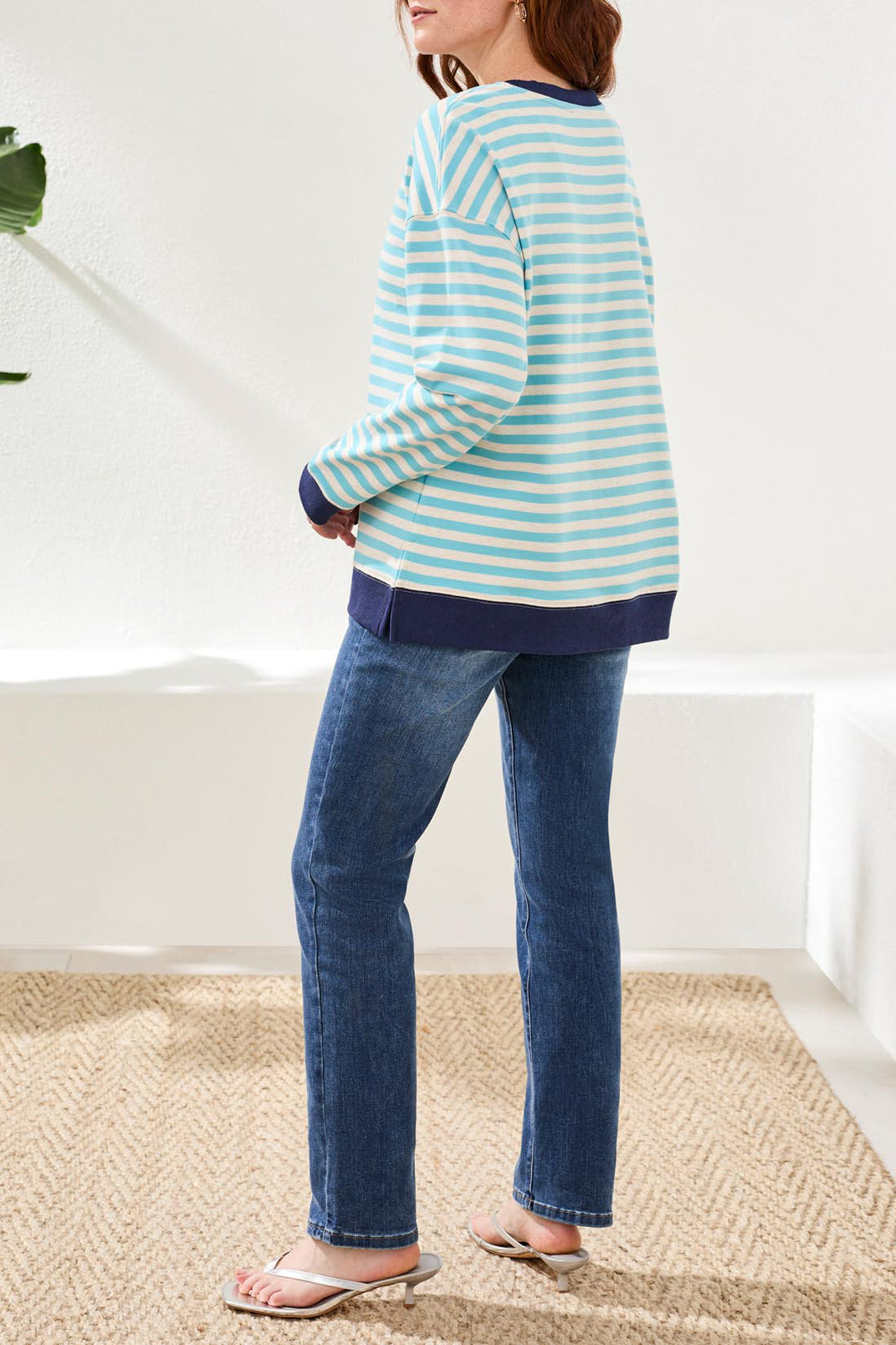 Tribal Crew Neck Combo Striped Top