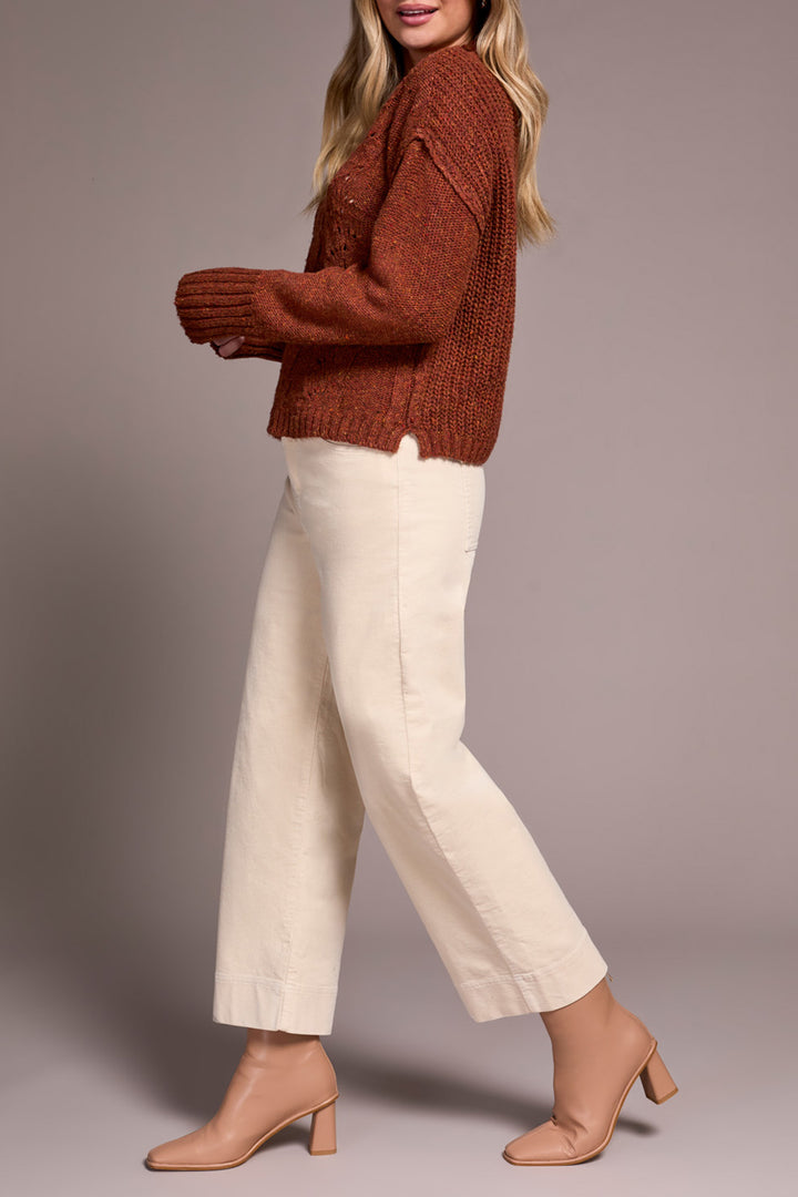 Tribal Crew Neck Sweater with Puff Sleeves