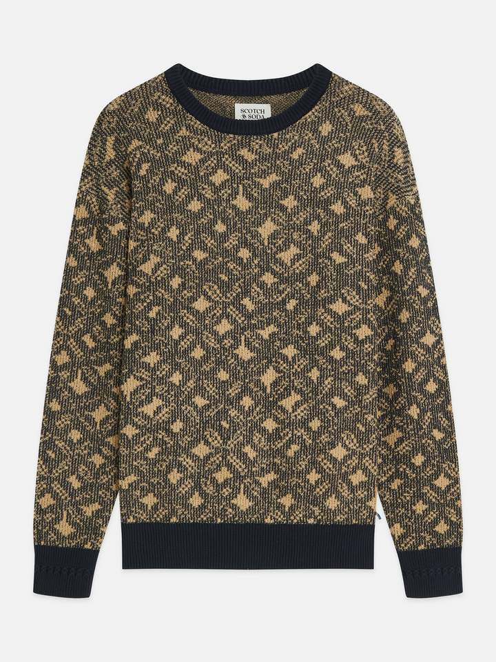 Scotch & Soda Jacquard Wool-Blend Extra Dropped Shoulder Pullover