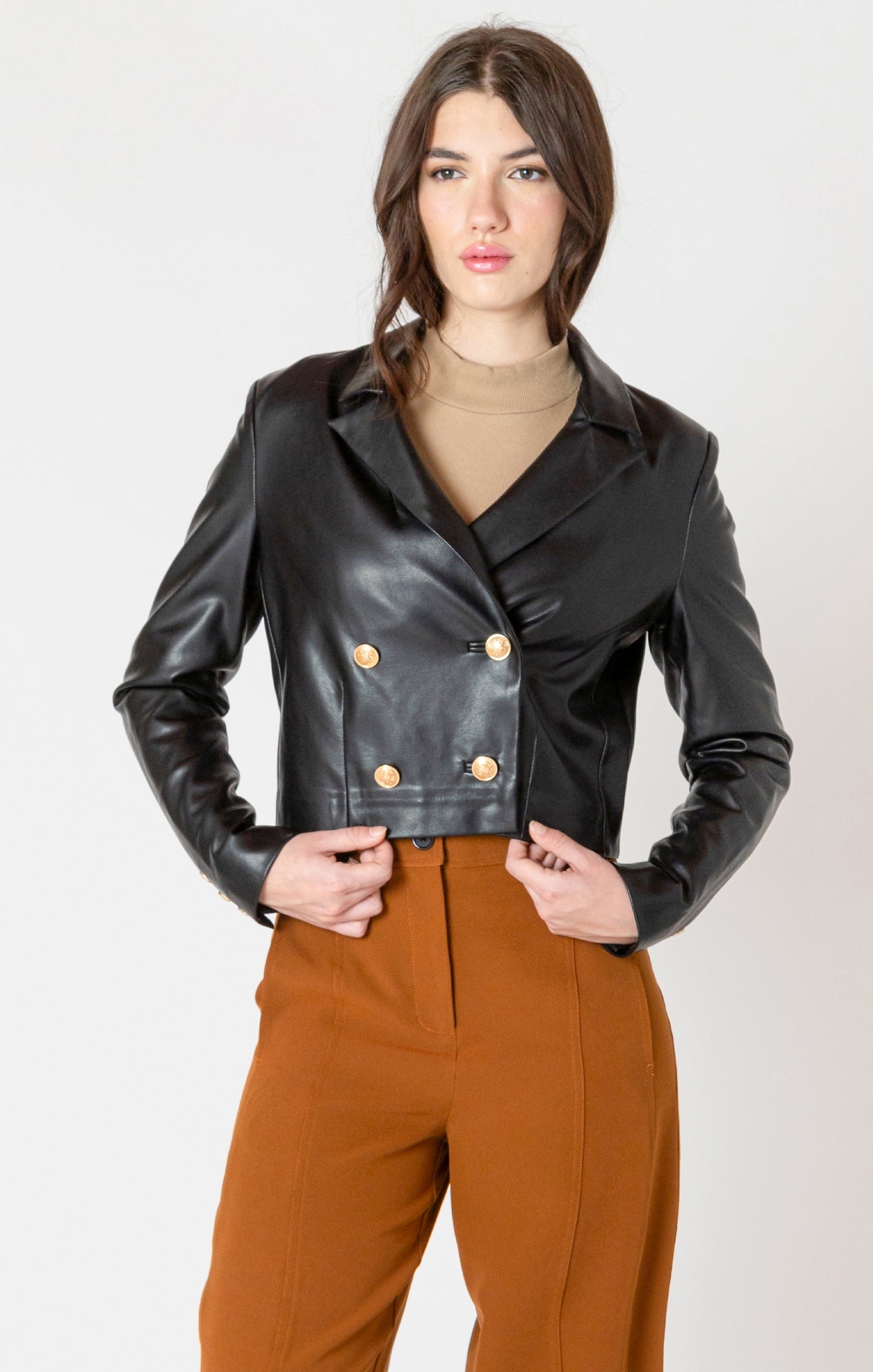 Black Tape Faux Leather Cropped Jacket – Dales Clothing for Men