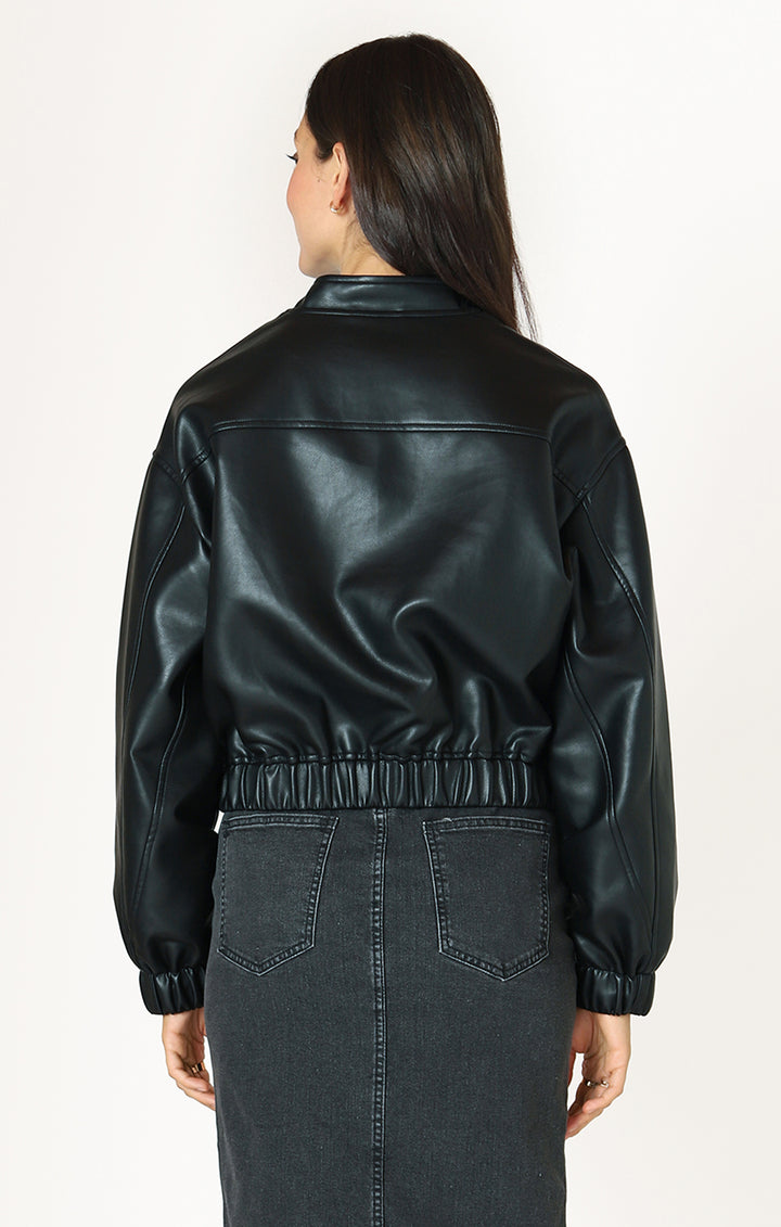 Dex Faux Leather Bomber Jacket