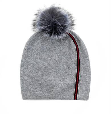 Mitchie's Matchings Knit Beanie With Fox Pom